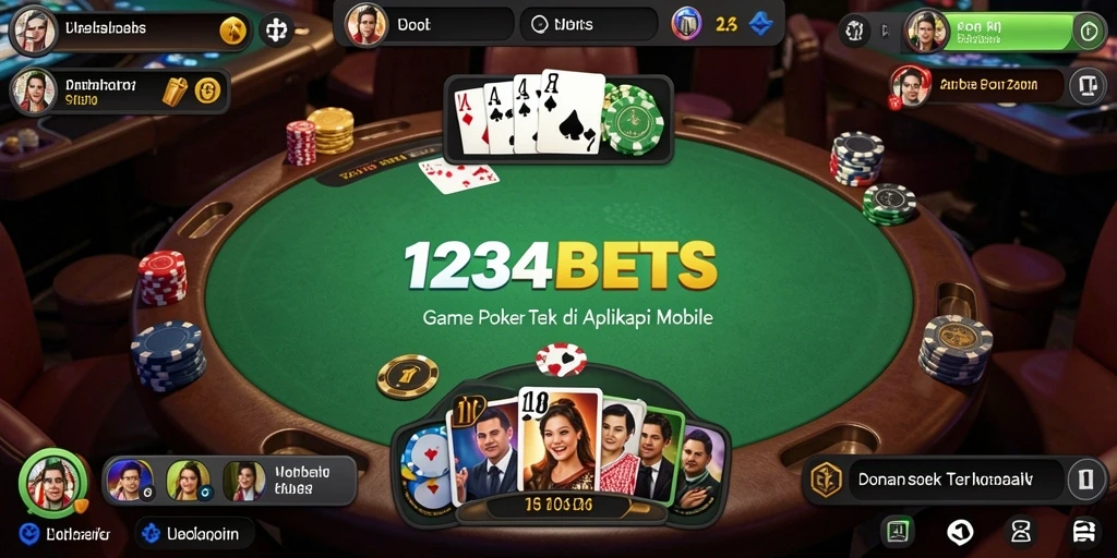 Screenshot 1234BETS menampilkan gameplay poker yang menegangkan.