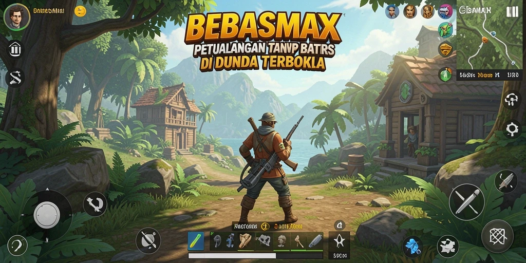 Tampilan gameplay BEBASMAX menampilkan dunia terbuka yang luas dan interaktif.