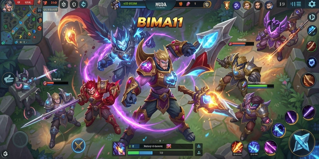 Tangkapan layar BIMA11 menampilkan aksi intens di arena MOBA.