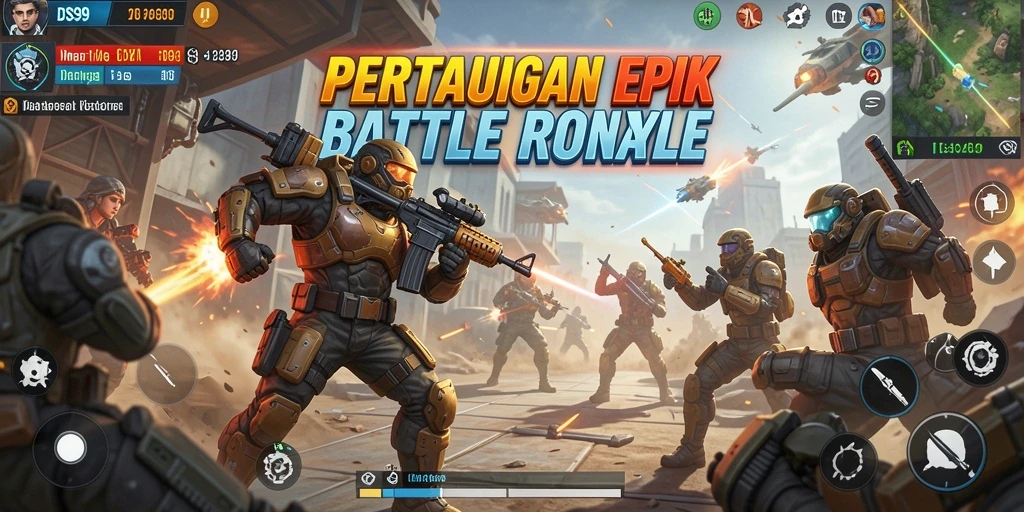 Tampilan seru pertempuran dalam game Battle Royale.