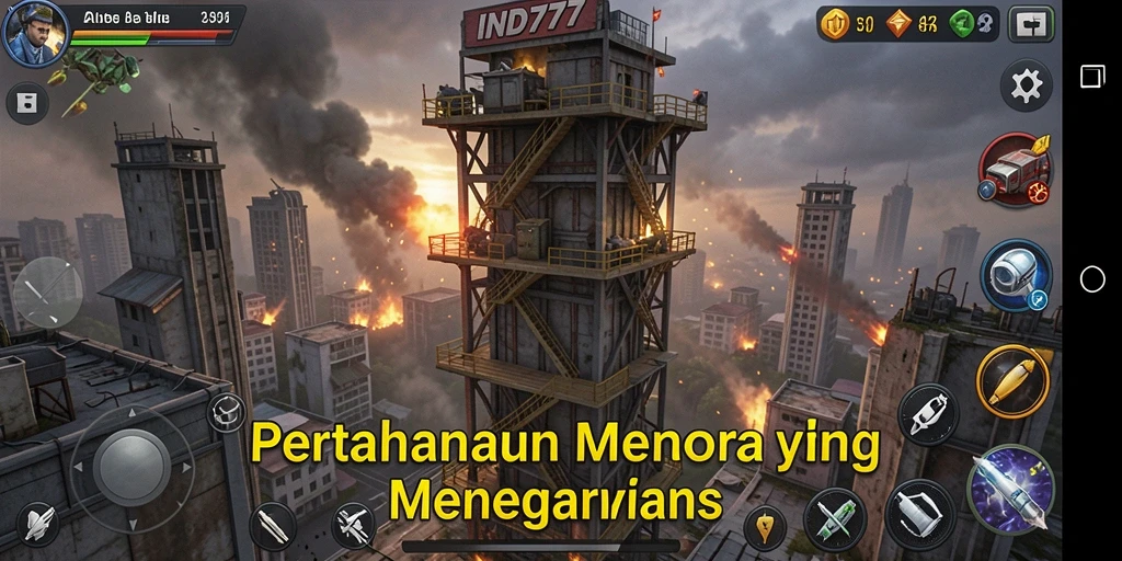Screenshot menampilkan aksi menegangkan dalam game Tower Defense.