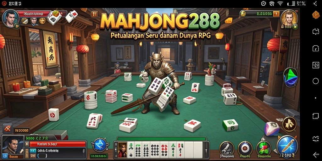 Screenshot gameplay MAHJONG288 yang menunjukkan aksi pertarungan RPG.