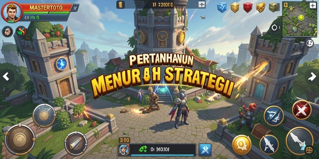 Screenshot gameplay menampilkan pertarungan menara yang dinamis di MASTERTOTO.