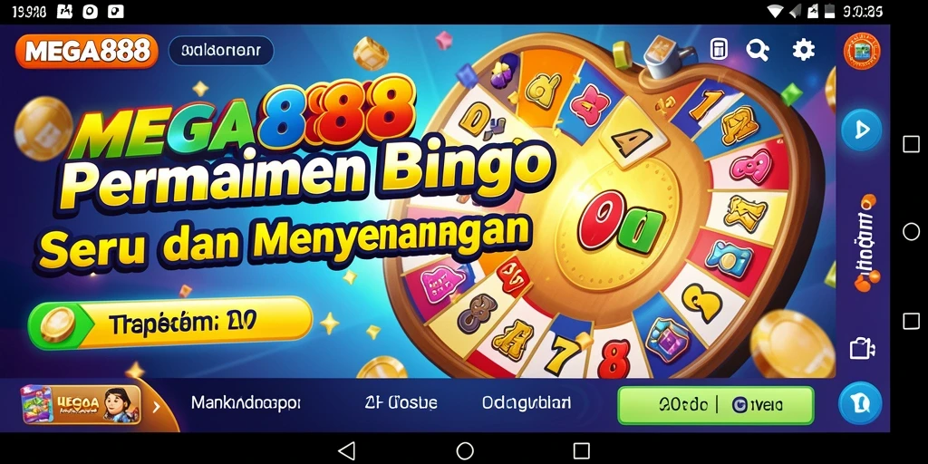 Tampilan utama MEGA888 menampilkan gameplay Bingo yang penuh warna.