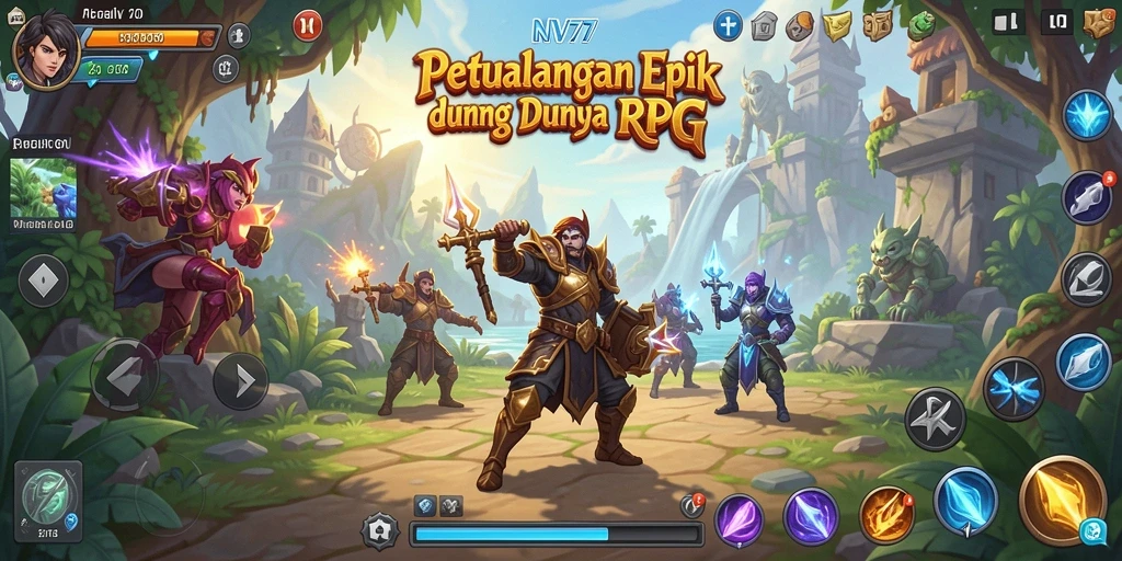 Tampilan gameplay NV77 penuh aksi seru dalam dunia RPG.
