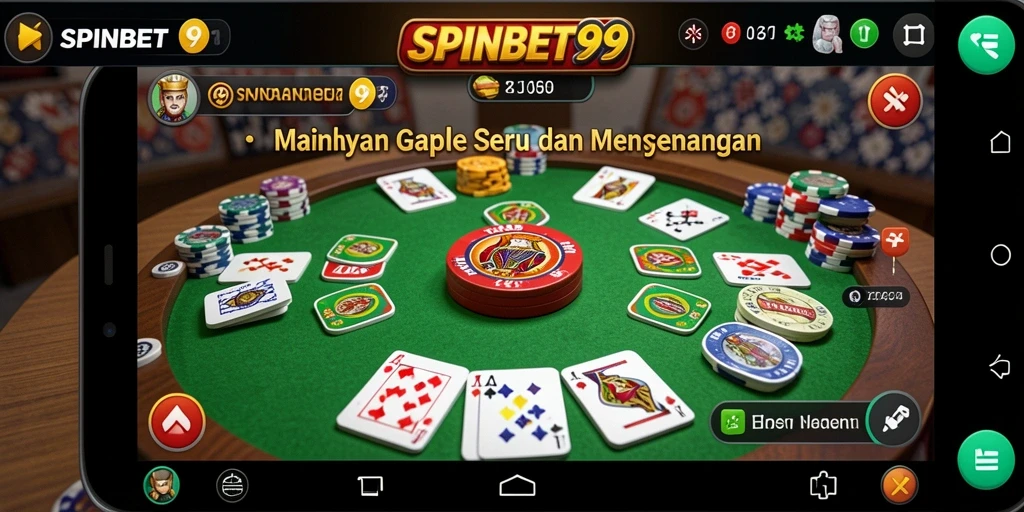 Tampilan gameplay Gaple yang seru dan interaktif di SPINBET99.