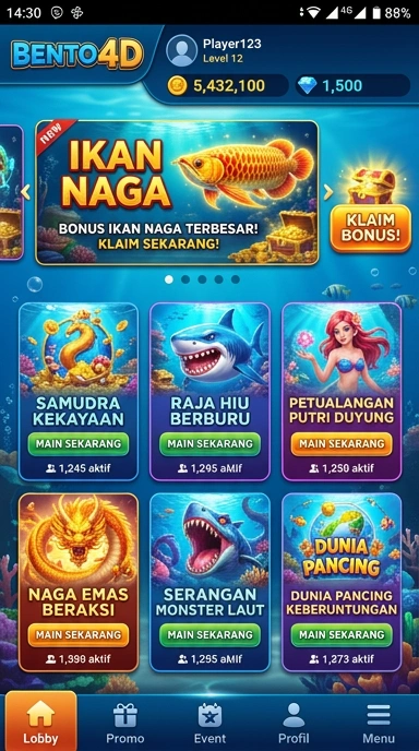 Skrin aplikasi bento4d menampilkan berbagai kategori aplikasi.